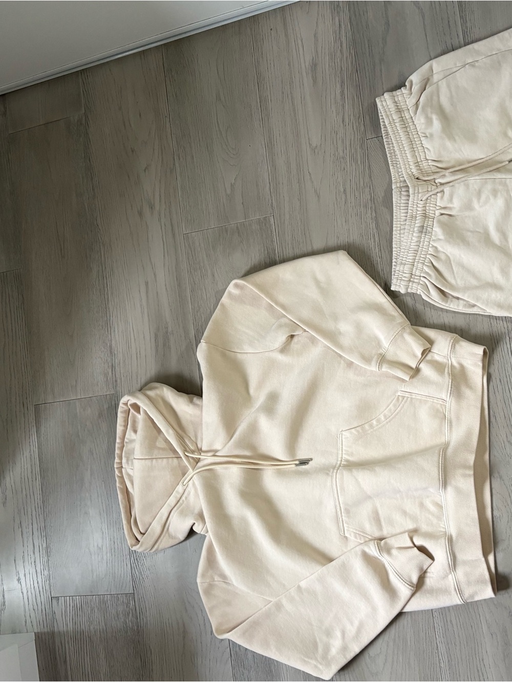 Cream Women's Hoodie and Shorts Set - Neutral Lounge Look